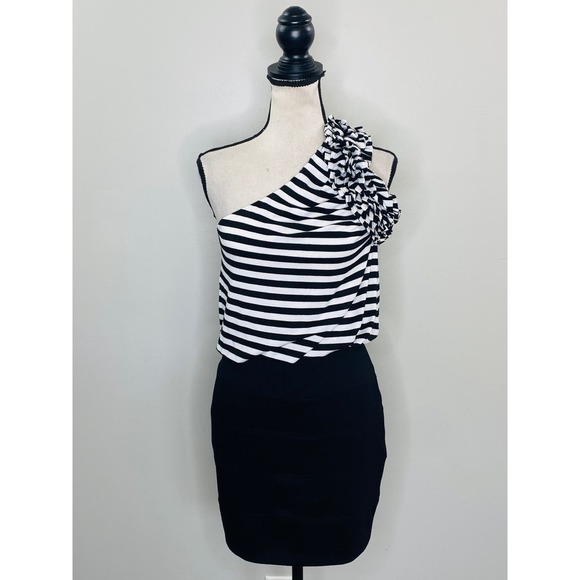 Vintage Y2K Cache One Shoulder Bodycon Dress Women Small Stretch Cocktail Party - Picture 1 of 8